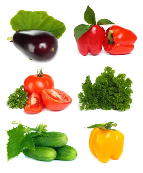 Набор овощных фруктов на белом фоне — стоковое фото