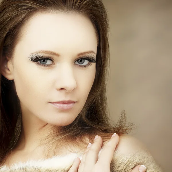 Modelo de moda bela mulher - close-up rosto — Fotografia de Stock