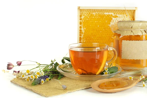 Méz és tea — Stock Fotó