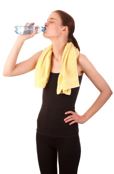 Sporty girl drinking water — Stock Photo, Image