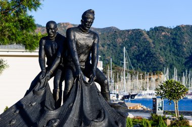 marmaris şehir setin Fishermans'ın heykeli