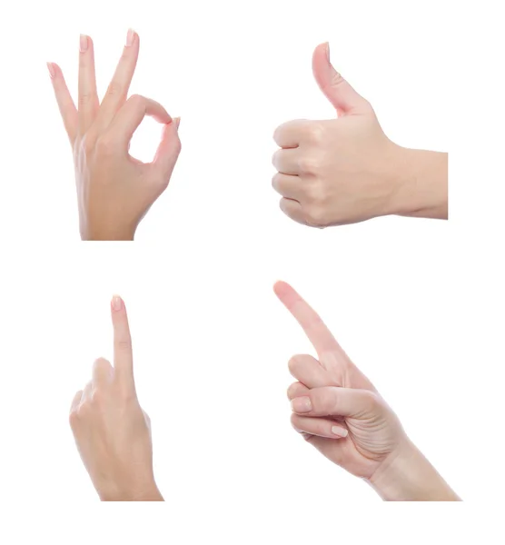 Conjunto de diferentes gestos de la mano — Foto de Stock