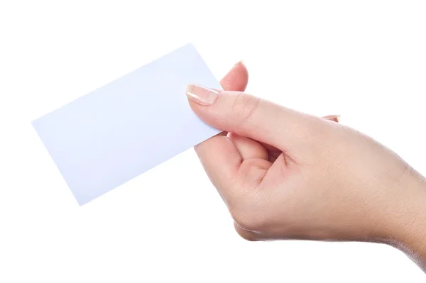 Пустая визитка в руке женщины Лицензионные Стоковые Фото