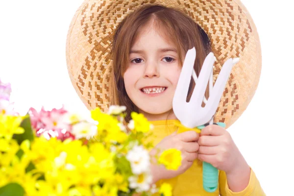 Happy child in the garden — Stock Photo, Image
