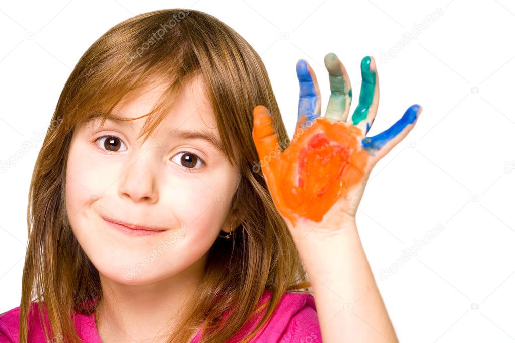 Child hands painted
