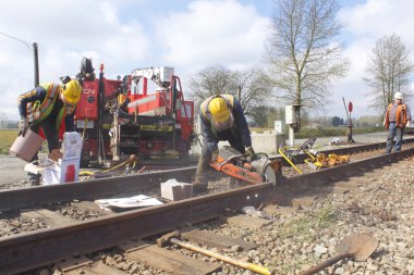 CN Crew Repairing Railway Track clipart