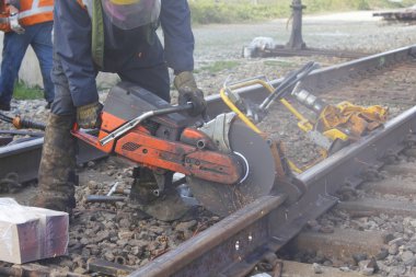 Close on Cutting Railway Track clipart