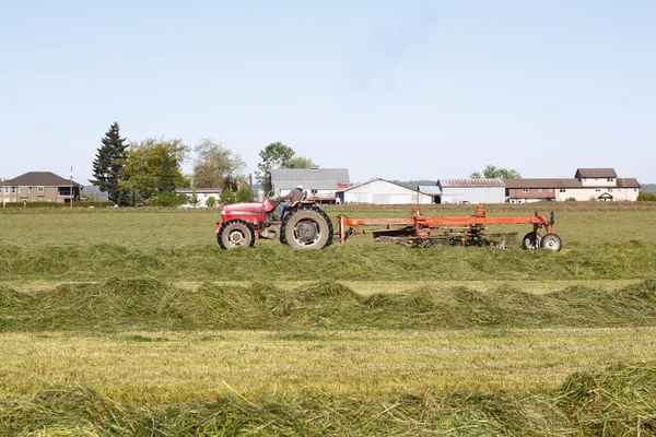 Farmer Haying su campo —  Fotos de Stock