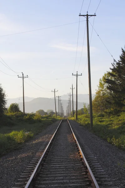 Las vías del tren en la madrugada — Foto de Stock