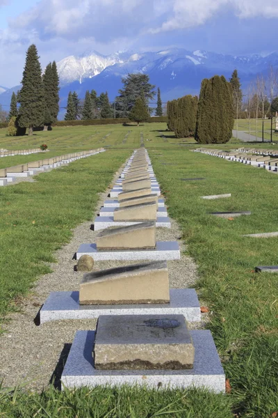 Una fila de tumbas marcando Vetrans militares — Foto de Stock