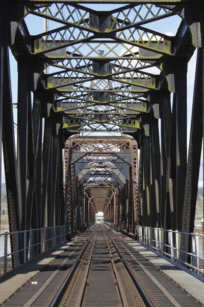 Uma velha ponte ferroviária de ferro — Fotografia de Stock