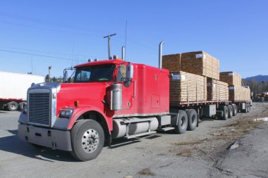 Large Lumber Hauling Truck clipart