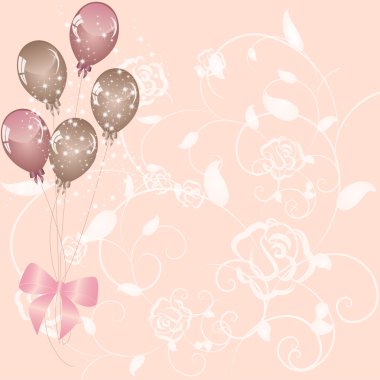 Slice Of Birthday Cake With Balloons clipart