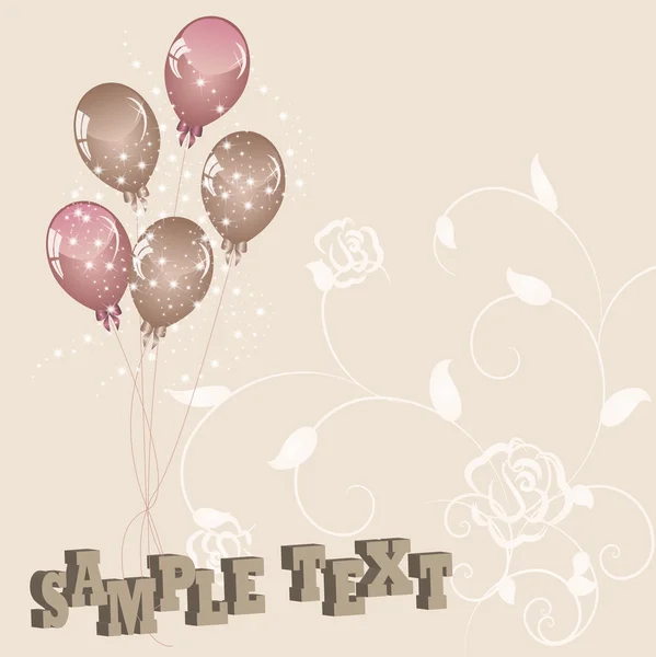 Segment van de cake van de kindverjaardag met ballonnen — Stockvector