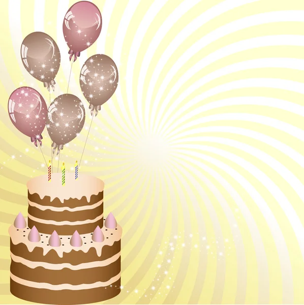 Balonlu doğum günü pasta dilimi — Stok Vektör