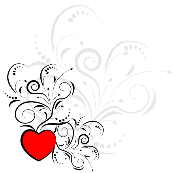 Corazón con adorno floral, vector — Archivo Imágenes Vectoriales