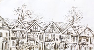 Row of houses clipart