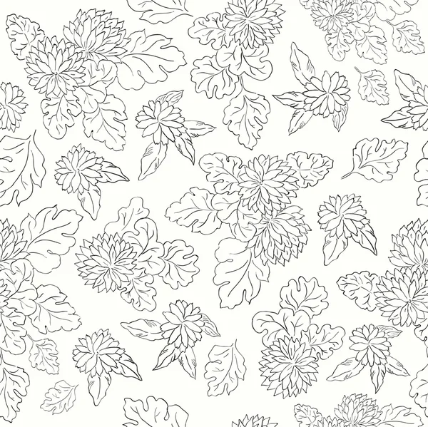 Patrón con flores en blanco y negro — Archivo Imágenes Vectoriales