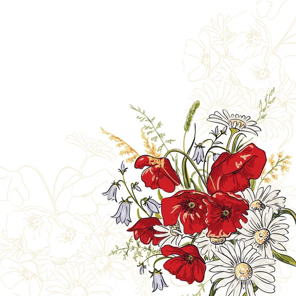 Elegance arka plan ile haşhaş çiçekleri — Stok Vektör