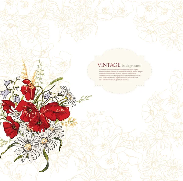 Fondo de elegancia con flores de amapola — Vector de stock
