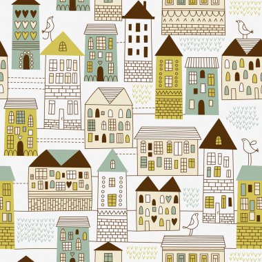 Seamless pattern with houses clipart