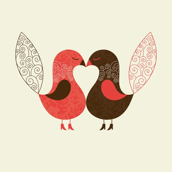 Cute vogels, Valentijn kaart — Stockvector