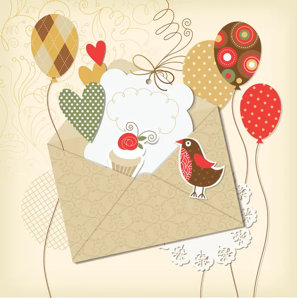 Элементы праздничного скрапбукинга, поздравительная открытка — стоковый вектор