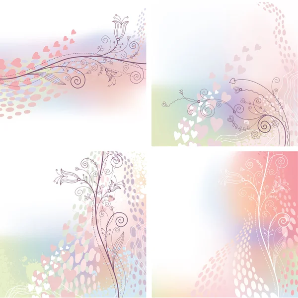 Set of floral backgrounds — Stock Vector