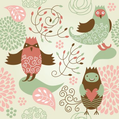 Seamless pattern with birds clipart