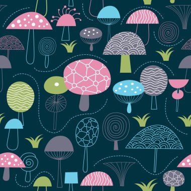 Seamless pattern with mushrooms, fabric design