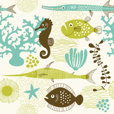 Seamless pattern with fishes clipart