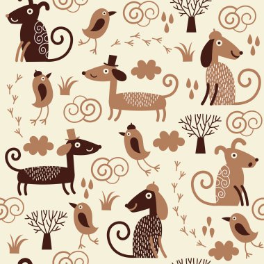 Seamless pattern with cute dogs clipart