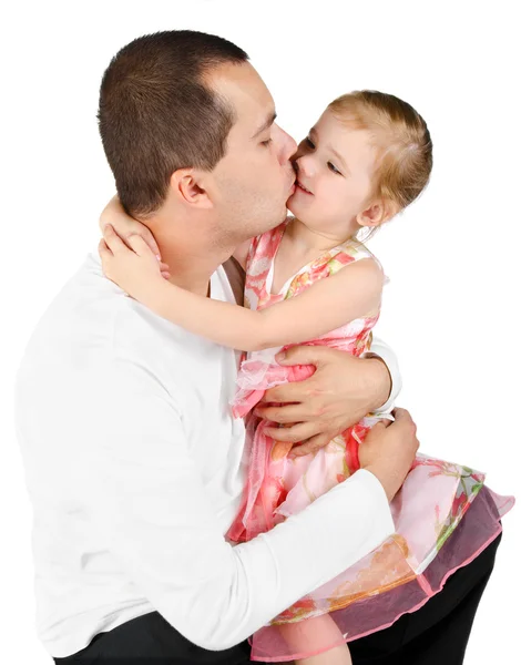 Vater küsst kleines Mädchen — Stockfoto