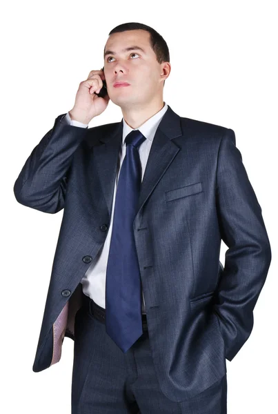 Porträtt av affärsmannen tala via telefon — Stockfoto
