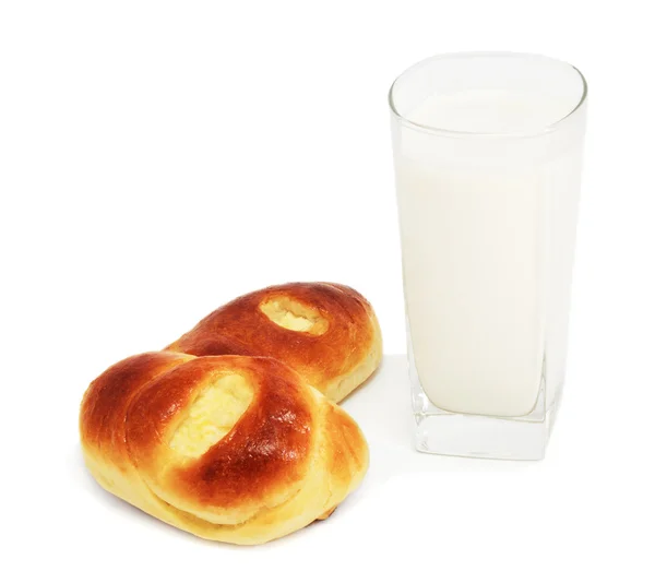 stock image Buns and glass of milk