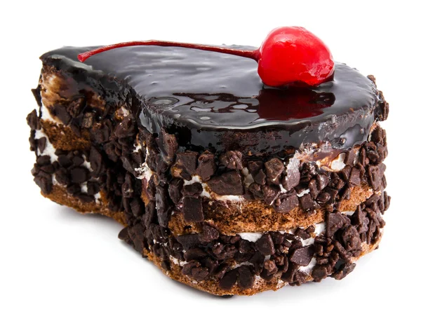 Chocolate cake with cherry on top — Stock Photo, Image