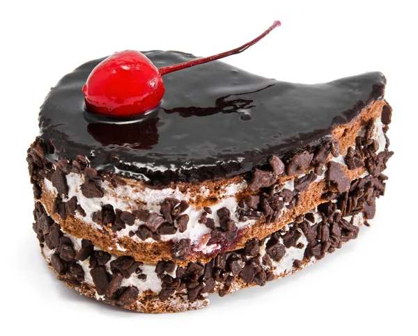 Chocolate cake with cherry on top — Stock Photo, Image