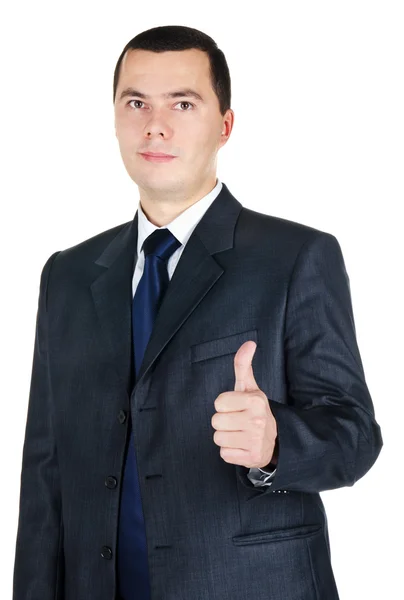 Portrait of businessman with thumb up — Stock Photo, Image