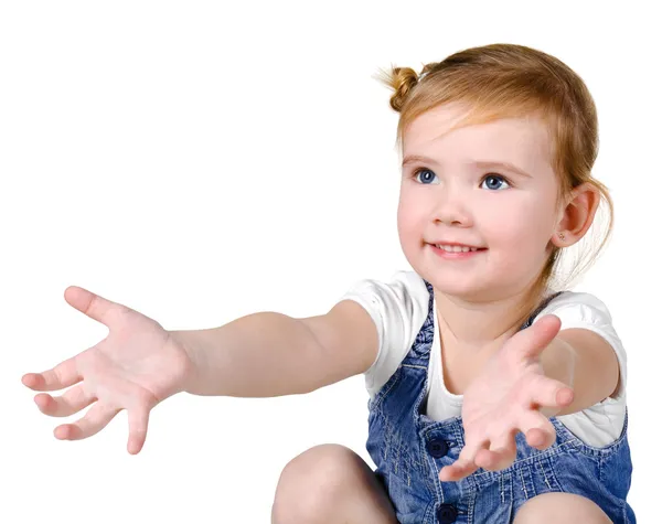 Portrait of little girl catching something Royalty Free Stock Images