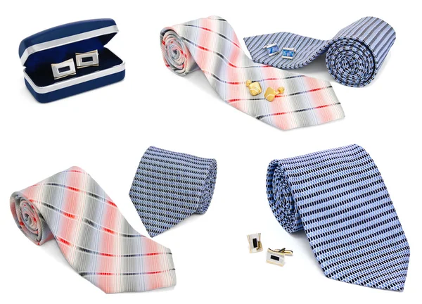 Man cuff links and tie collection — Stock Photo, Image