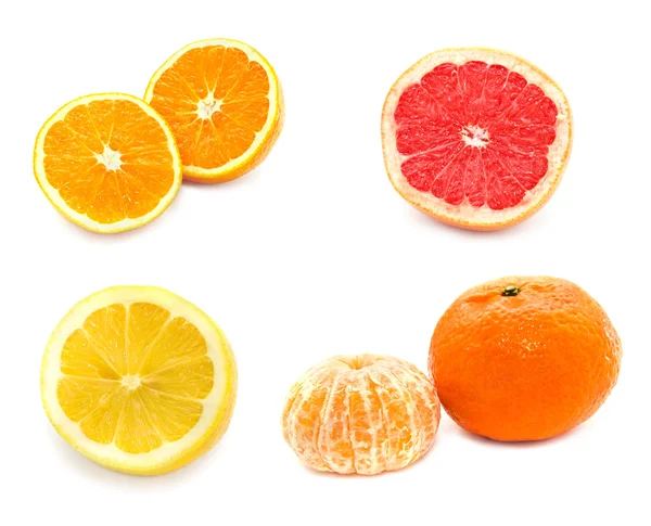 Kolekce citrusových plodů oranžová mandarinka citronu grapefruitu — Stock fotografie
