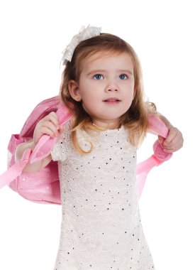 Ortrait of little girl with a backpack clipart