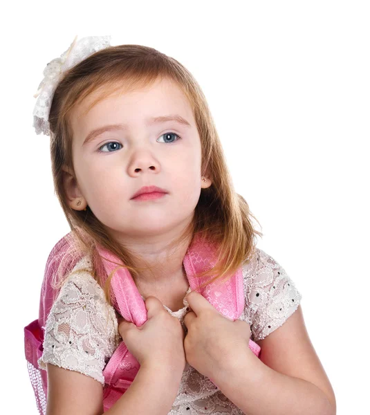 Porträt eines kleinen Mädchens mit Rucksack — Stockfoto