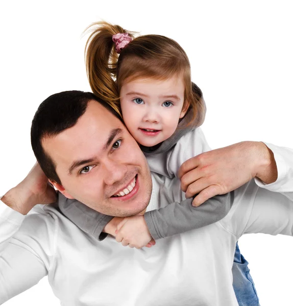 Otec a dcera objímat s úsměvem — Stock fotografie