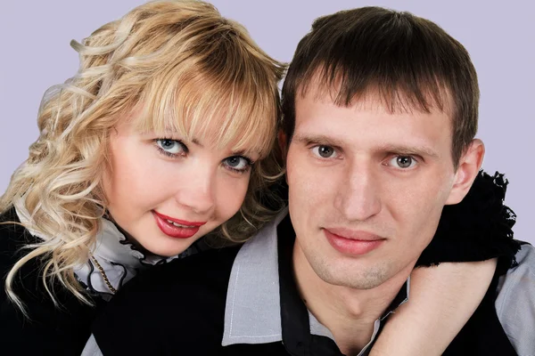 Closeup portrait of happy young couple — Stock Photo, Image