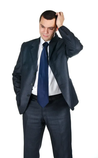 stock image Portrait of thinking businessman