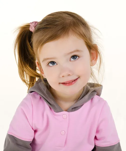 可爱微笑的小女孩的肖像 — 图库照片