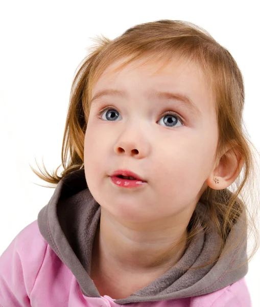 Портрет здивованої маленької дівчинки — стокове фото