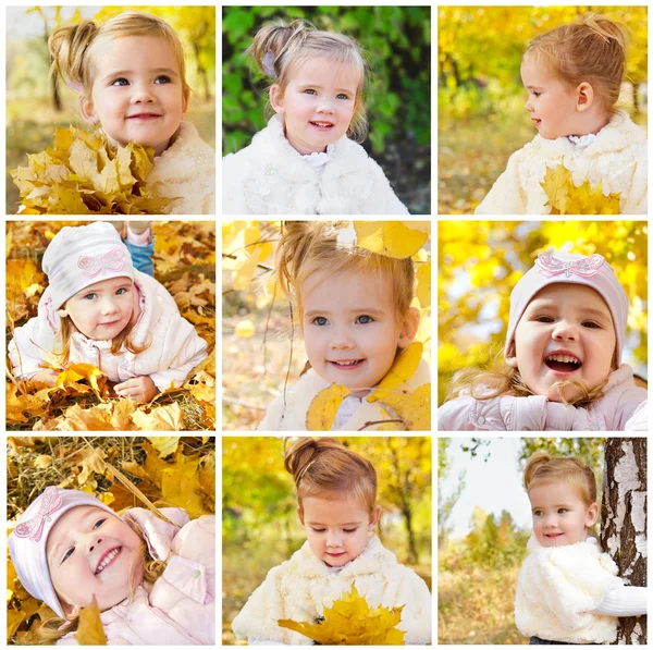 Collage di foto di sorridente bambina — Foto Stock