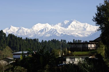 Khangchengdzonga (Kangchenjunga) peak and range sikkim india clipart